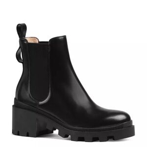 Gucci Crystals Strap  Black Chunky Heel Ankle Boots